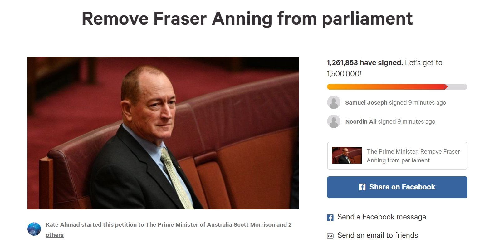Over 1 Million People Signed Petition To Remove Fraser Anning BBC