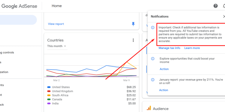 Adsense additional tax information is required from you