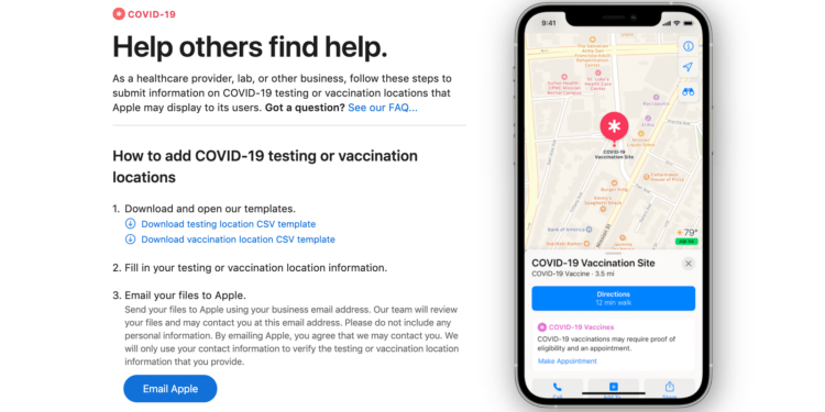 Trova la posizione della vaccinazione contro il coronavirus negli Stati Uniti attraverso le mappe di Apple