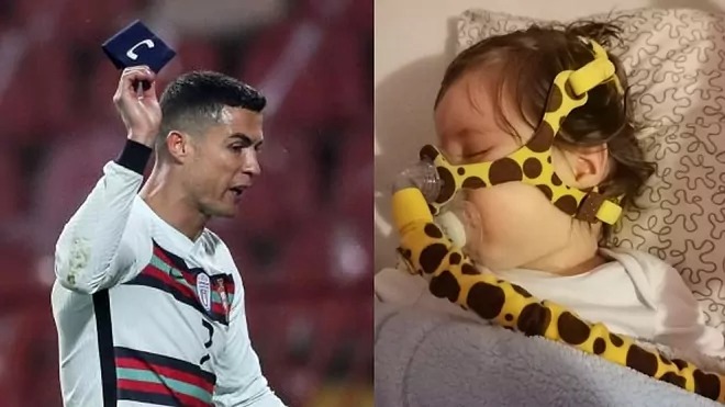 Armband die Cristiano Ronaldo op Euro 2020 gooide, brengt 64000 op voor behandeling van het kind