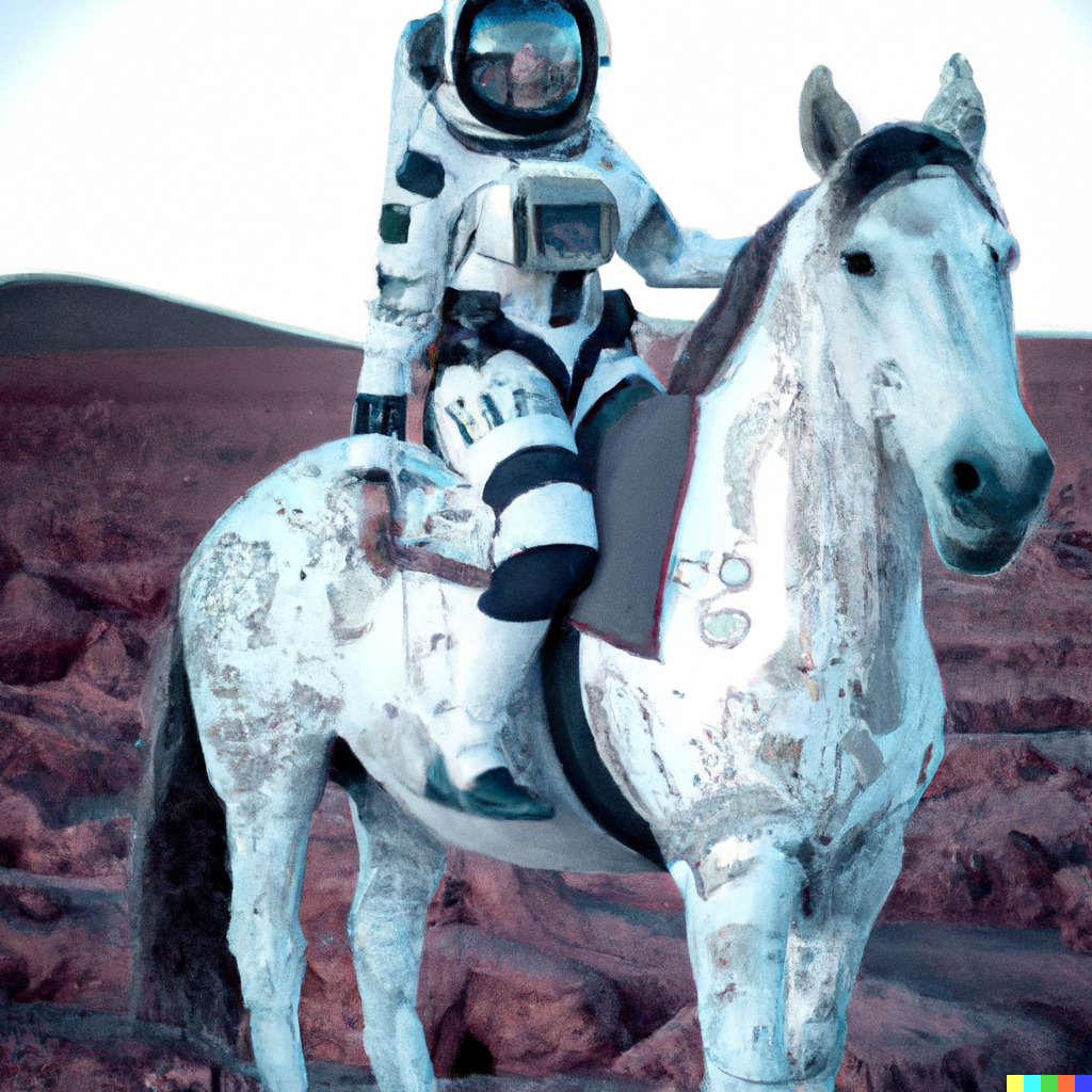 DALL·E 2023 09 21 21.36.36 ASTRONAUT ON A HORSE ON MARS