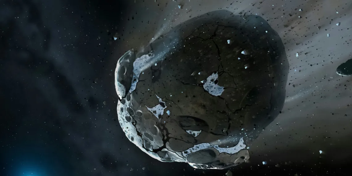 artist's view of watery asteroid in white dwarf star system gd 61 caption this is an artist's impression of a rocky and water-rich asteroid being torn apart by the strong gravity of the white dwarf star gd 61. similar objects in our solar system likely delivered the bulk of water on earth and represent the building blocks of the terrestrial planets. credits artwork: nasa, esa, m.a. garlick (space-art.co.uk), university of warwick, and university of cambridge; science: nasa, esa, j. farihi (university of cambridge), b. gänsicke (university of warwick), and d. koester (university of kiel)