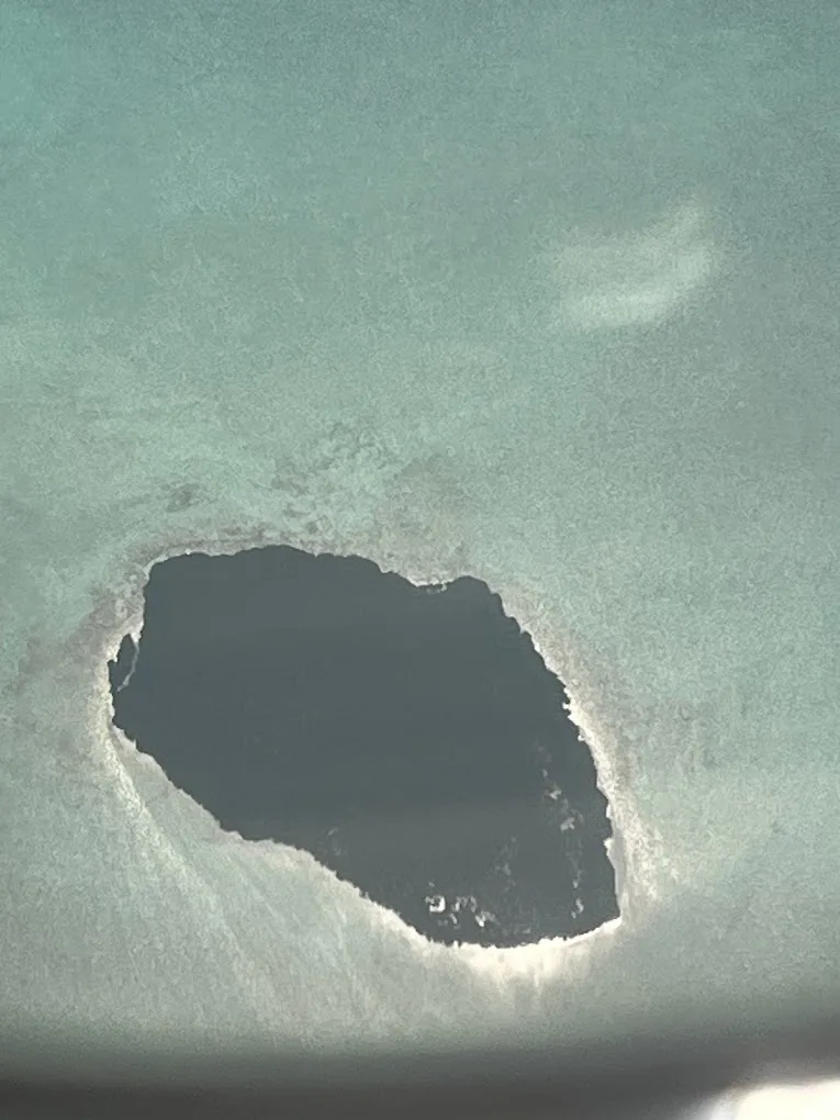 blue hole in mexico from plane