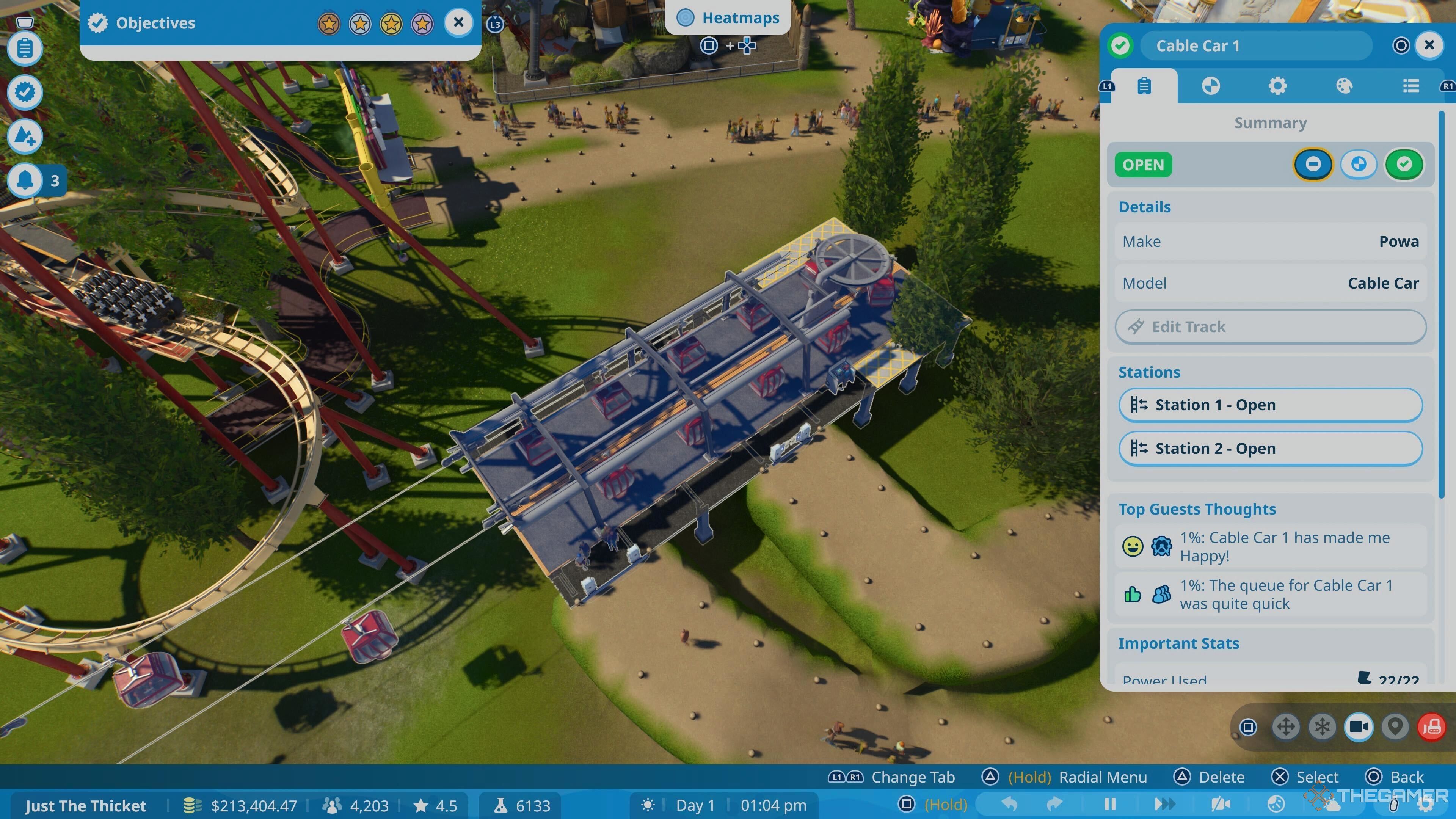 Transport ride station in Planet Coaster 2.