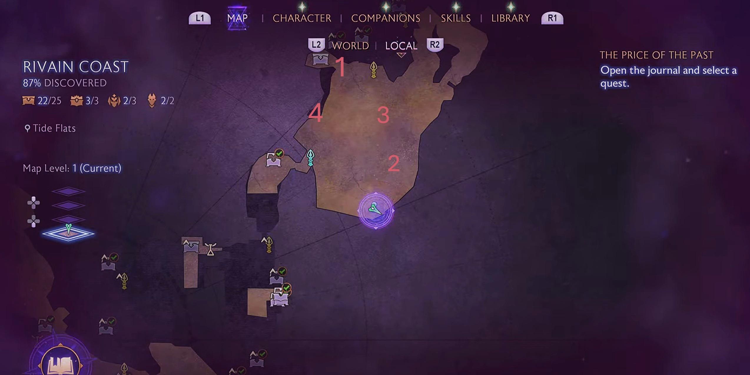 Brazier puzzle map locations in the Tide Flats