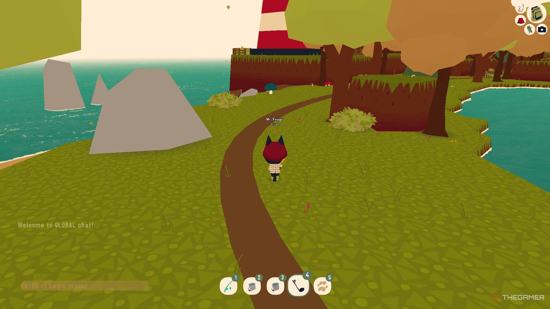 A player is searching for mounds using a metal detector in Webfishing.