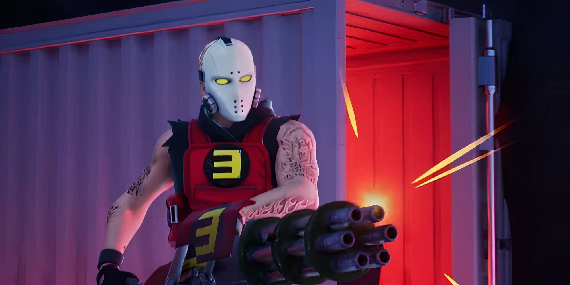 Eminem uses his Eminem Minigun Boss Mythic that plays Rap God as it fires in Fortnite Chapter 2 Remix