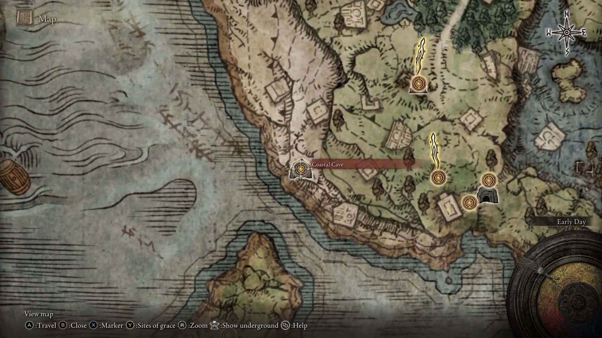 Coastal cave location