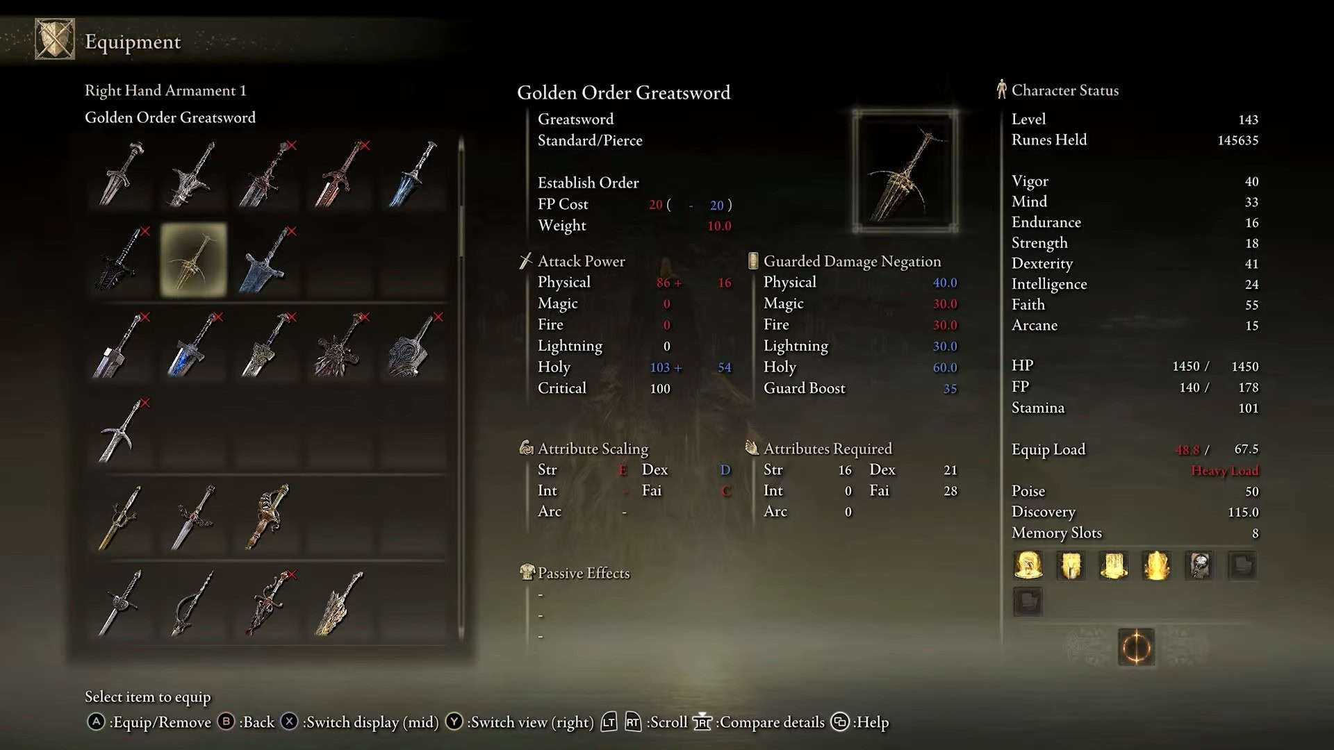 Golden Order Greatsword stats