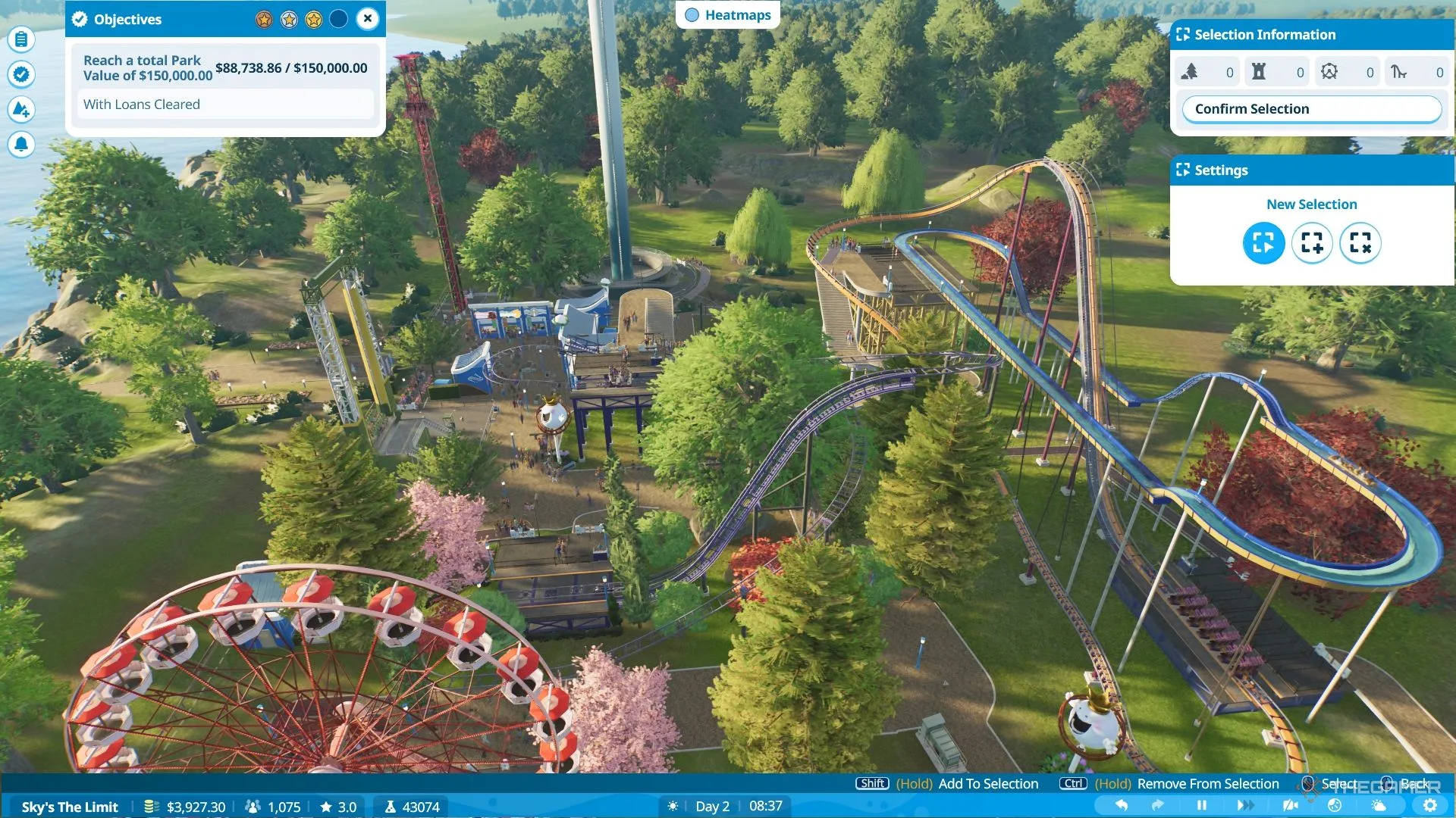 All Goals in Planet Coaster 2's Sky's The Limit Scenario