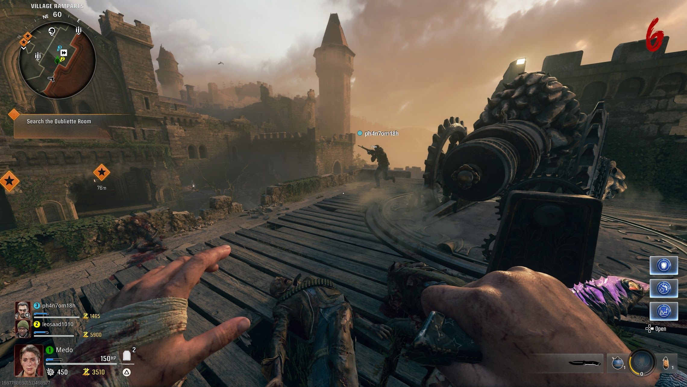 Player standing in front of the cannon