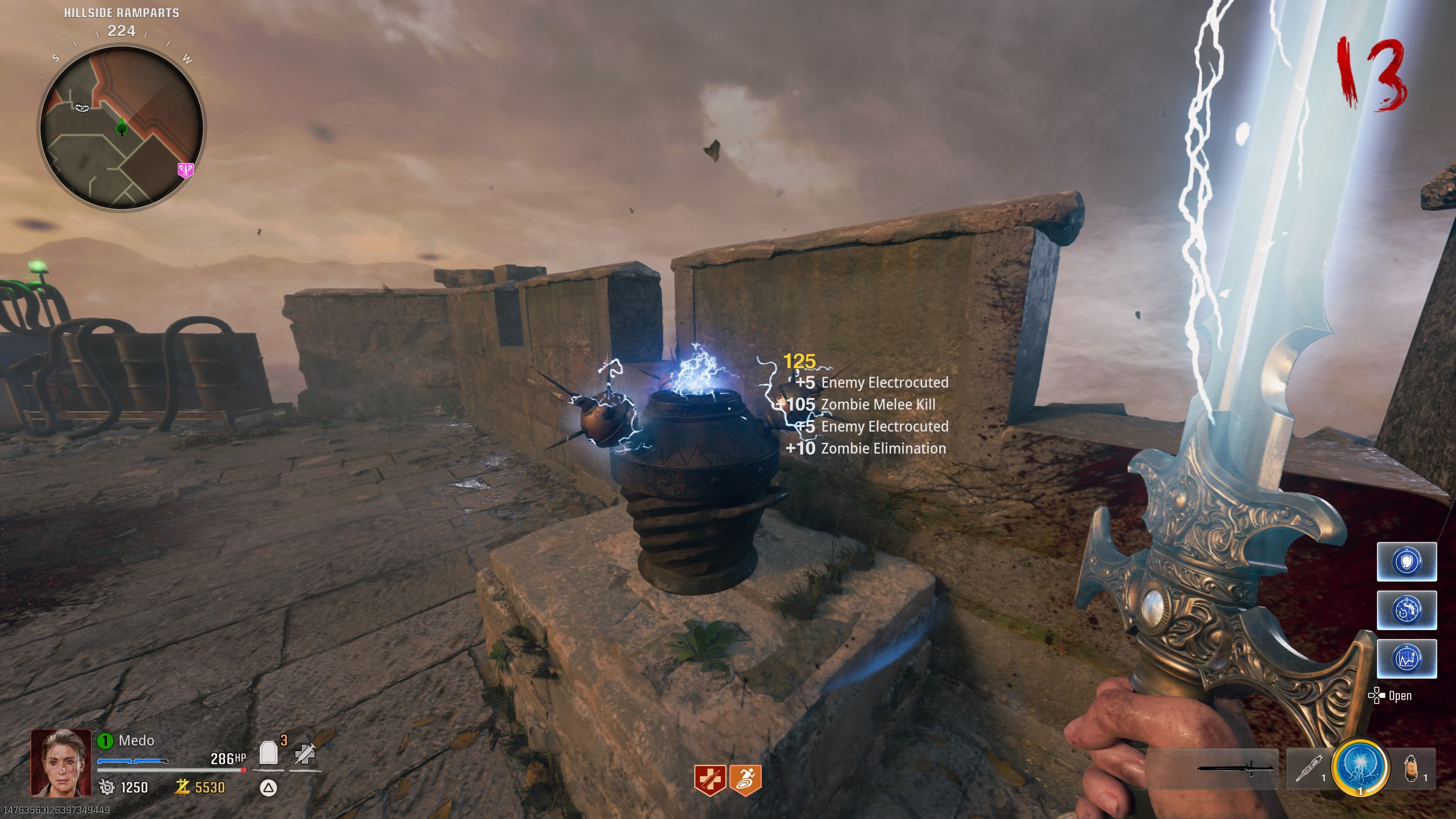 Player holding an electrified sword in front of the electric vase - BO6