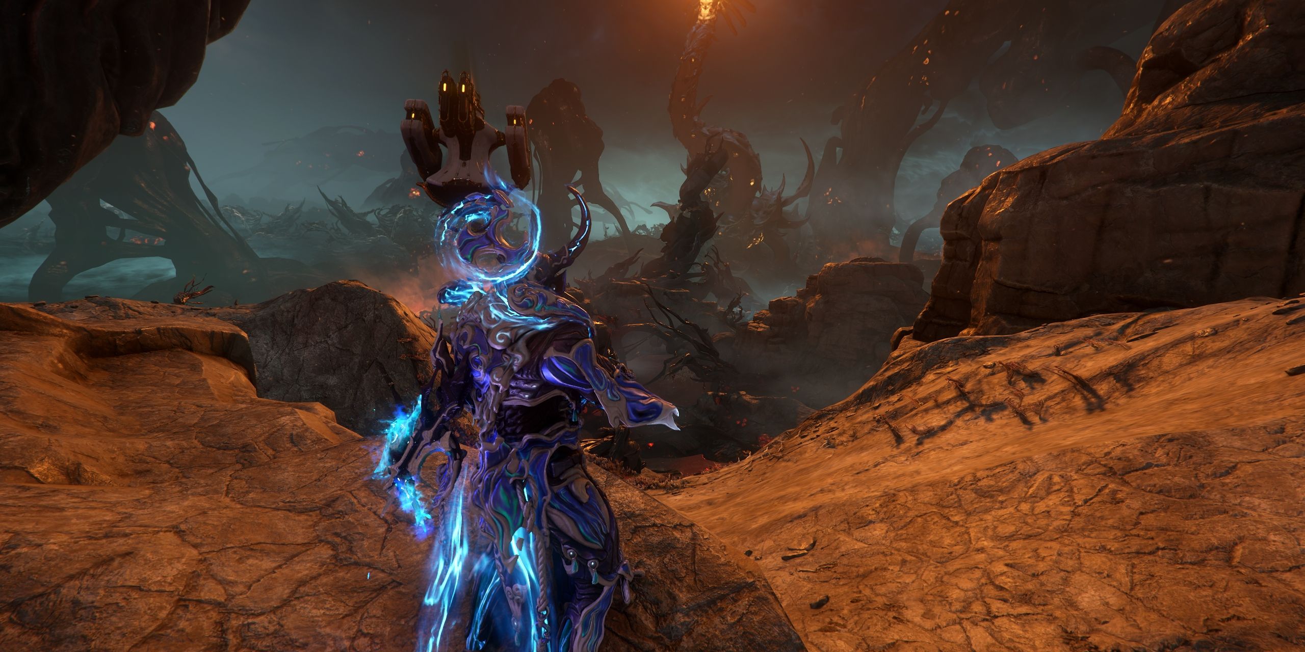 A Volt Warframe positioned on Deimos.