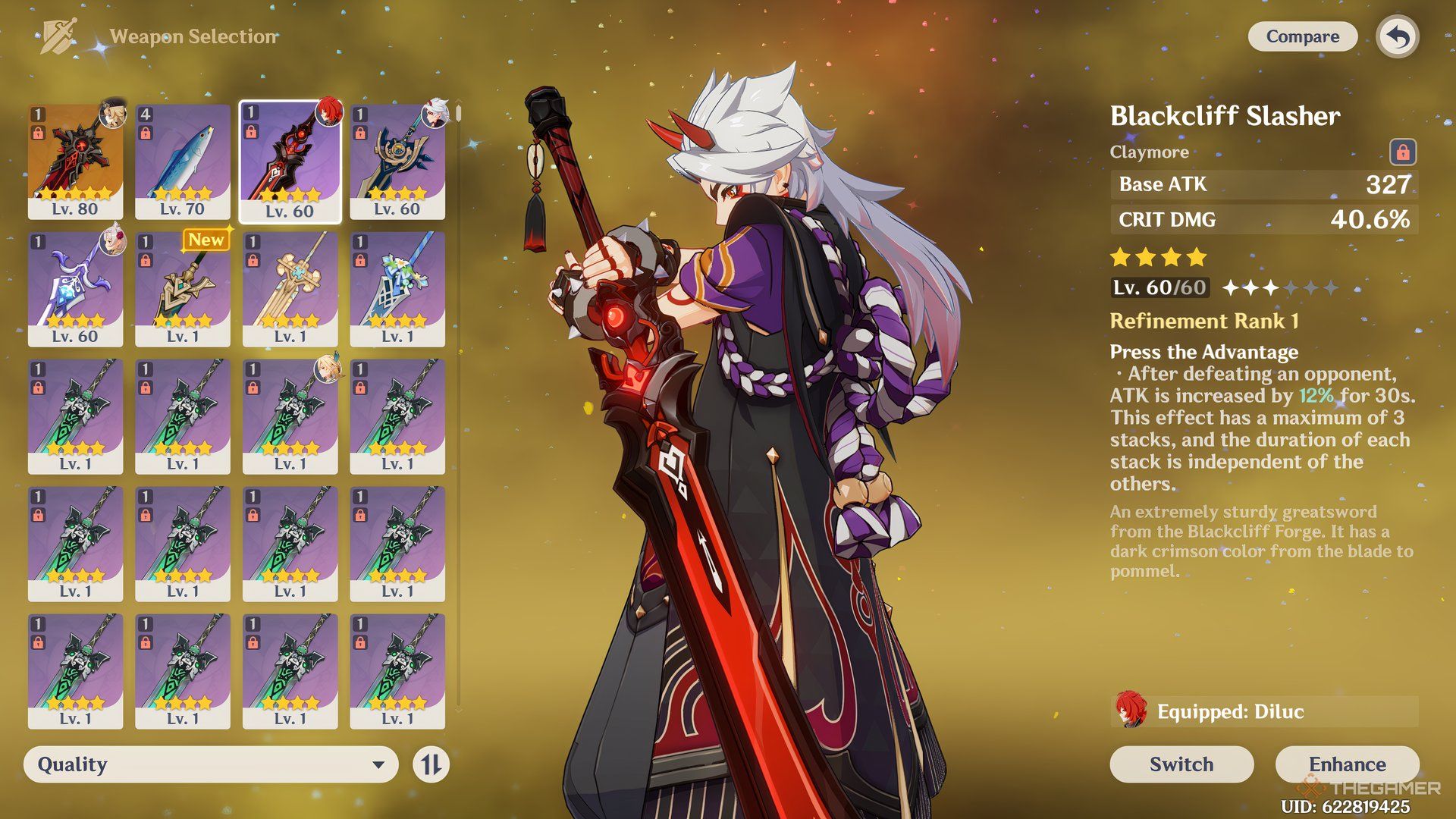 Arataki Itto holding Blackcliff Slasher in Genshin Impact.