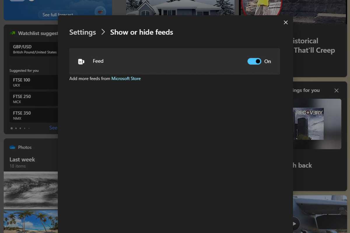 Screenshot to disable widget feed ads
