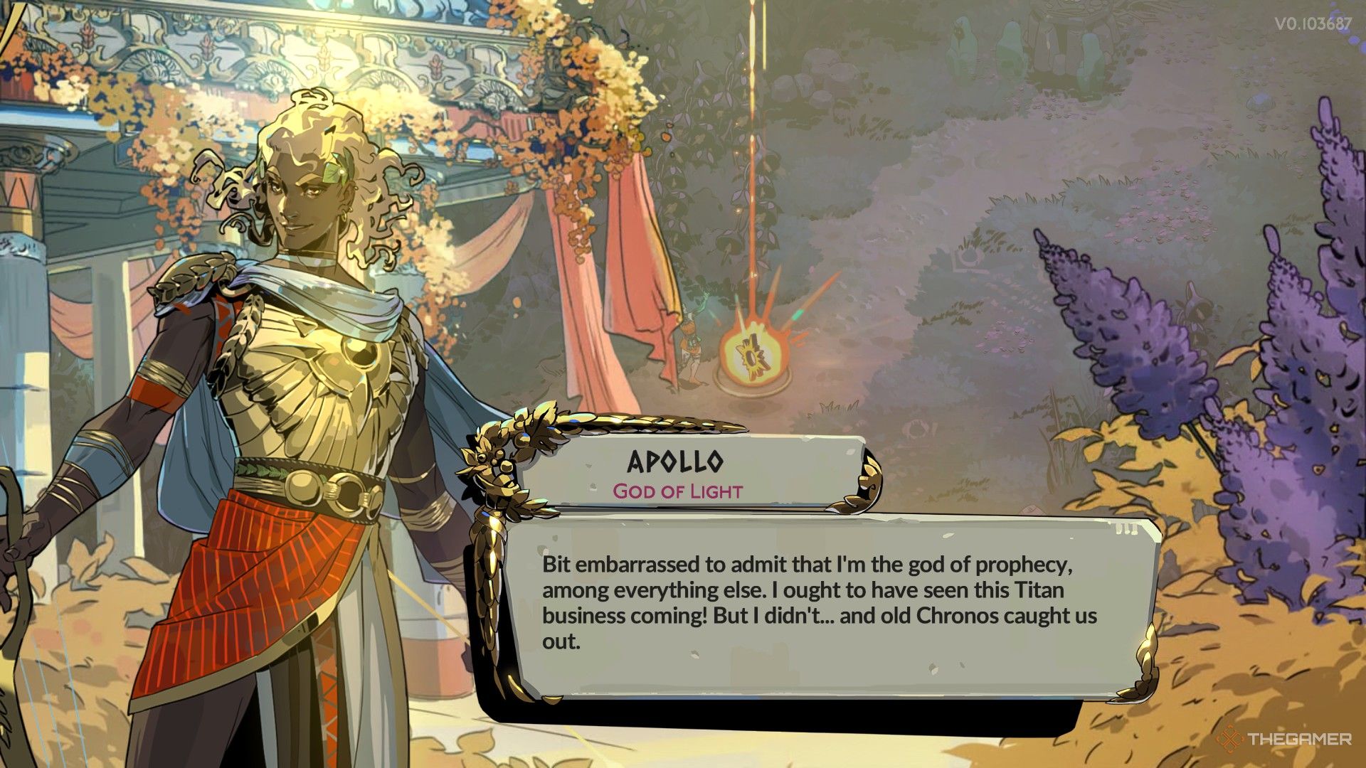 Apollo stands with arms outstretched, admitting his embarrassment for not foreseeing the Titan situation!