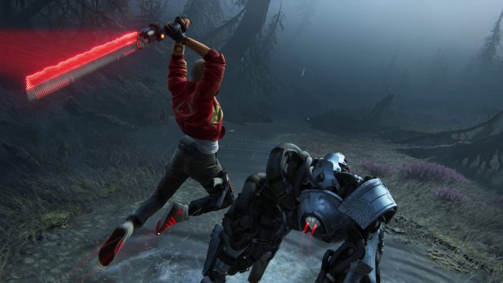 Jordan battling a giant robot in Intergalactic: The Heretic Prophet.