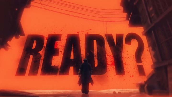 A character approaching the word Ready in Virtua Fighter 6.