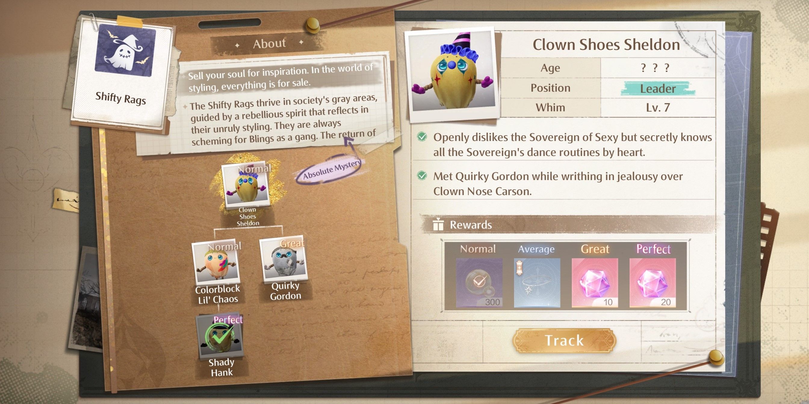 Shifty Rags stylist faction info from infinty nikki