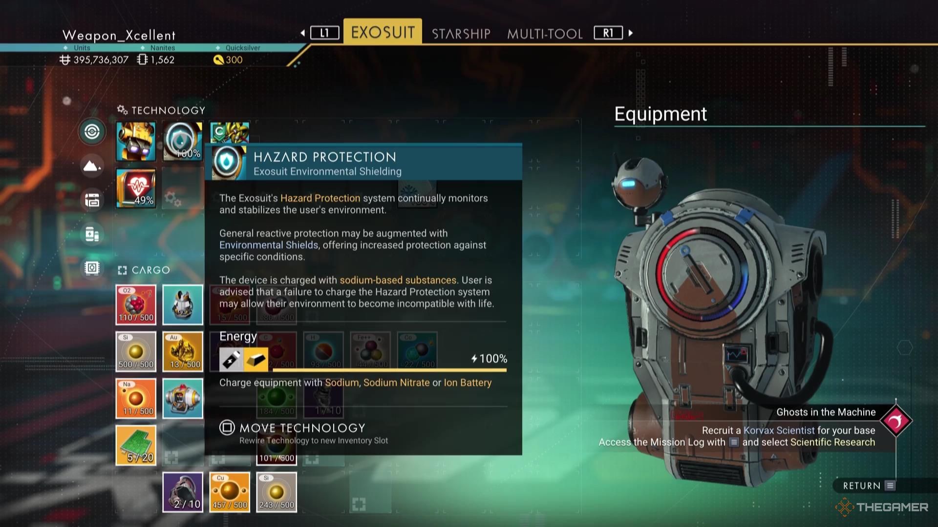 Fully charged Hazard Protection in No Man's Sky.