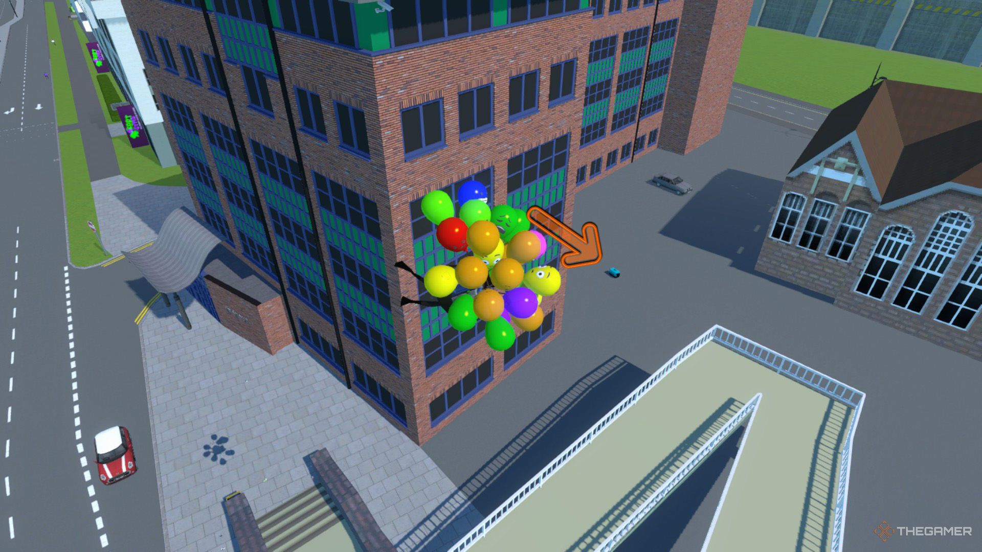 An orange arrow indicates the first cat carrier location in Amazing Frog.