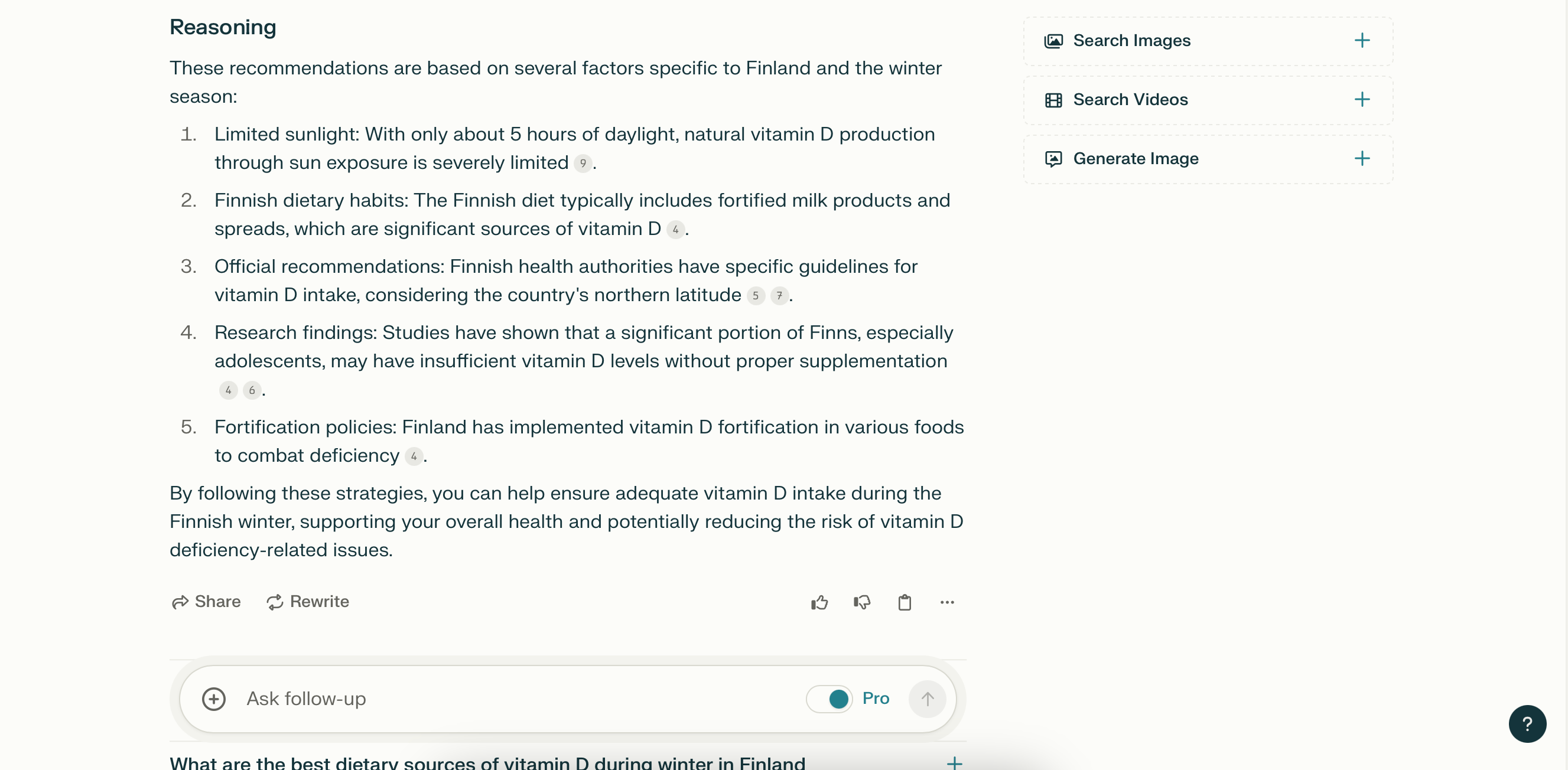 Reasoning provided by Perplexity Pro for search results