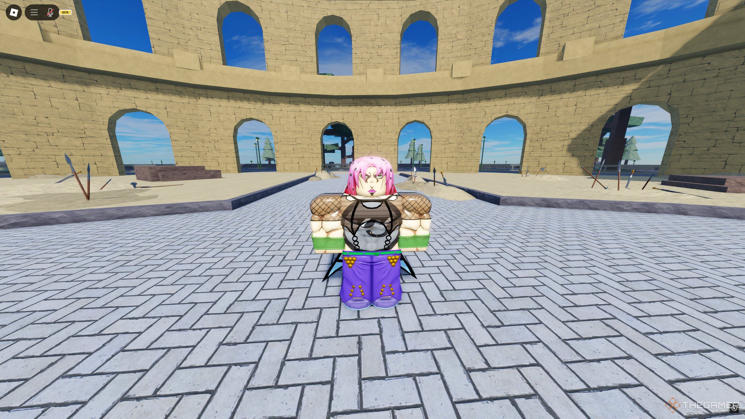 The Diavolo boss in the Colosseum in Roblox: A Universal Time.