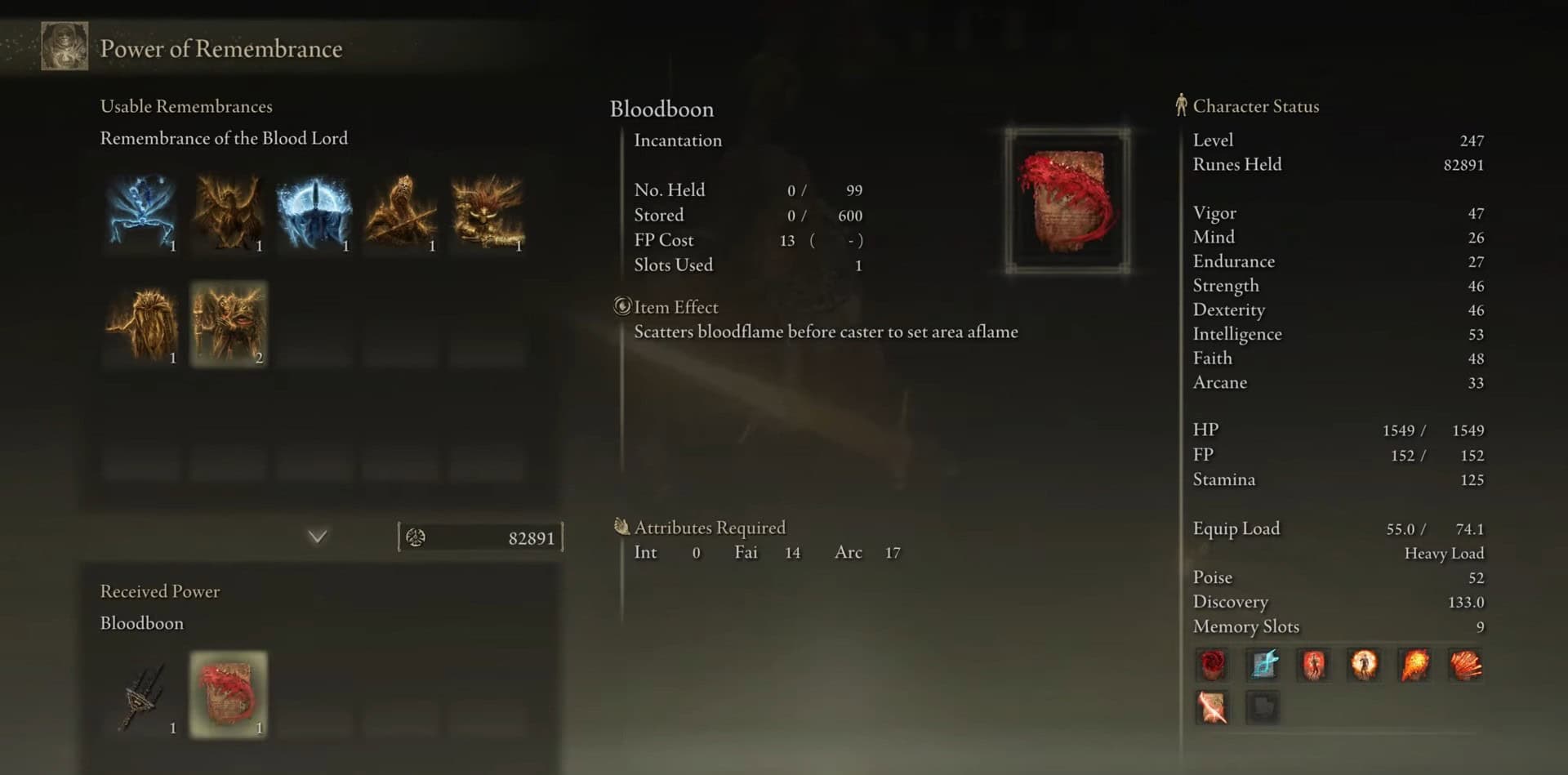 bloodboon stats in elden ring