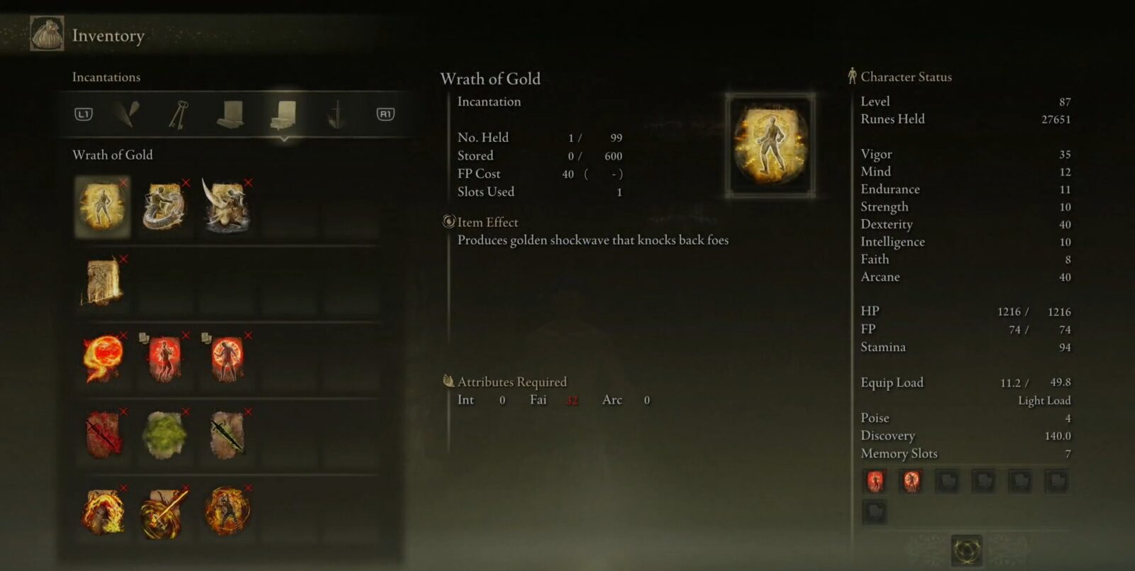 Wrath of Gold Stats