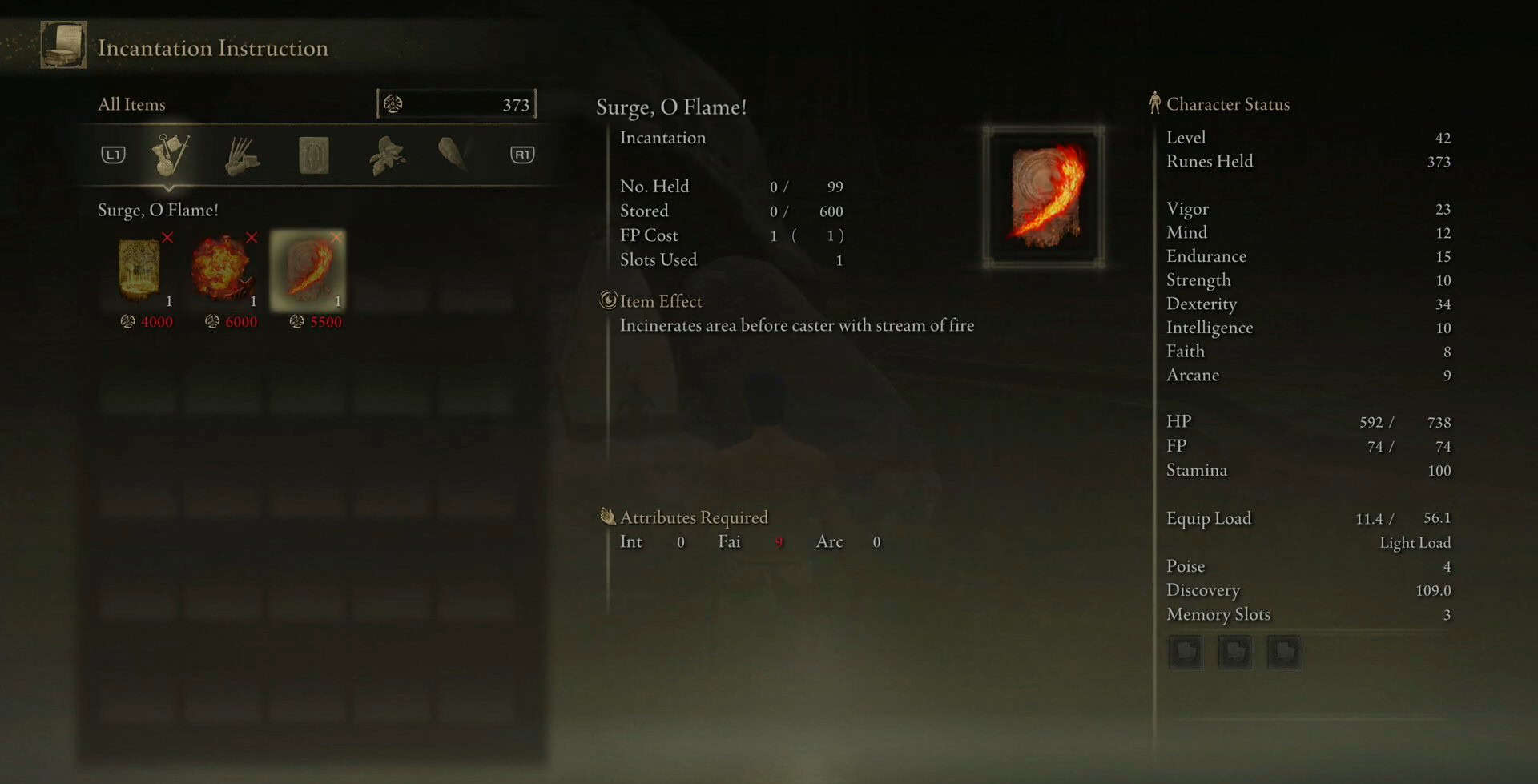 surge o flame stats