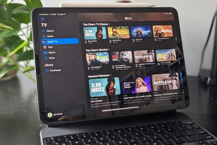 Apple TV+ displayed on an iPad Pro.