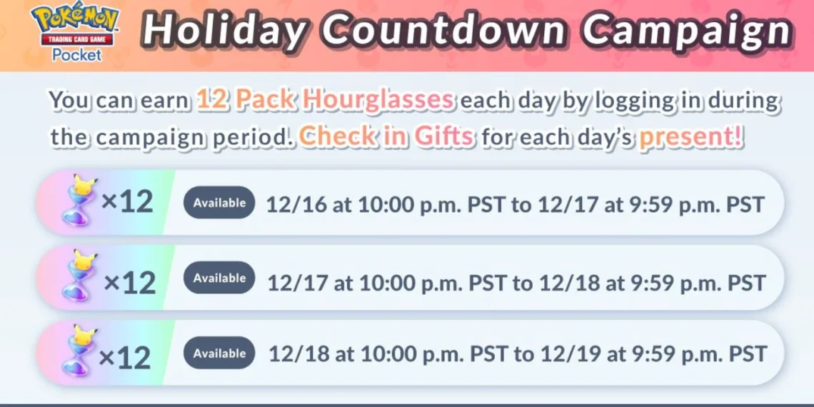 Boost Your Free Hourglasses in Pokémon TCG Pocket's Holiday Event