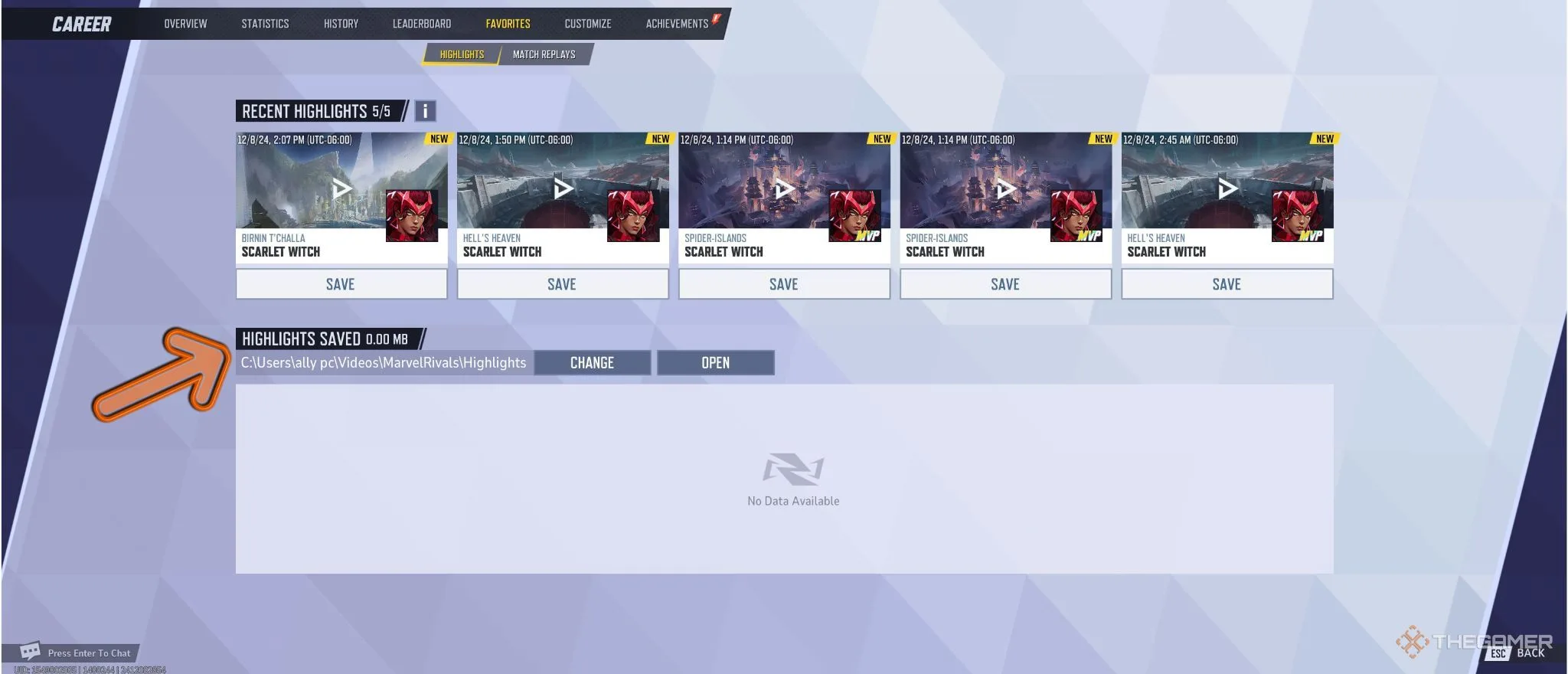 Discovering and Collecting Highlights in Marvel Rivals