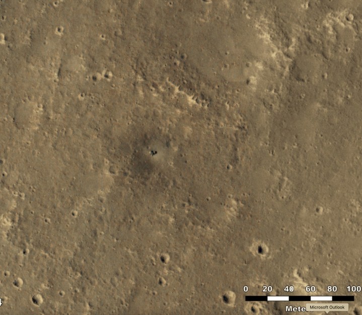 InSight Mars lander captured by Mars Reconnaissance Orbiter on October 23, 2024.