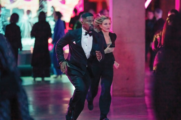 Two people running in Back in Action.