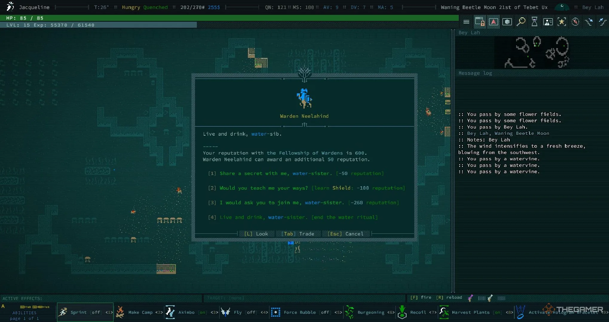 Exploring the Water Ritual in Caves of Qud
