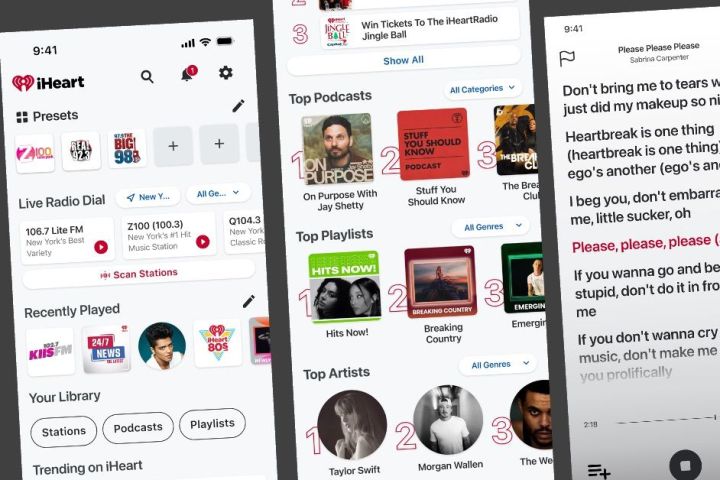 Redesigned iHeartRadio mobile application.