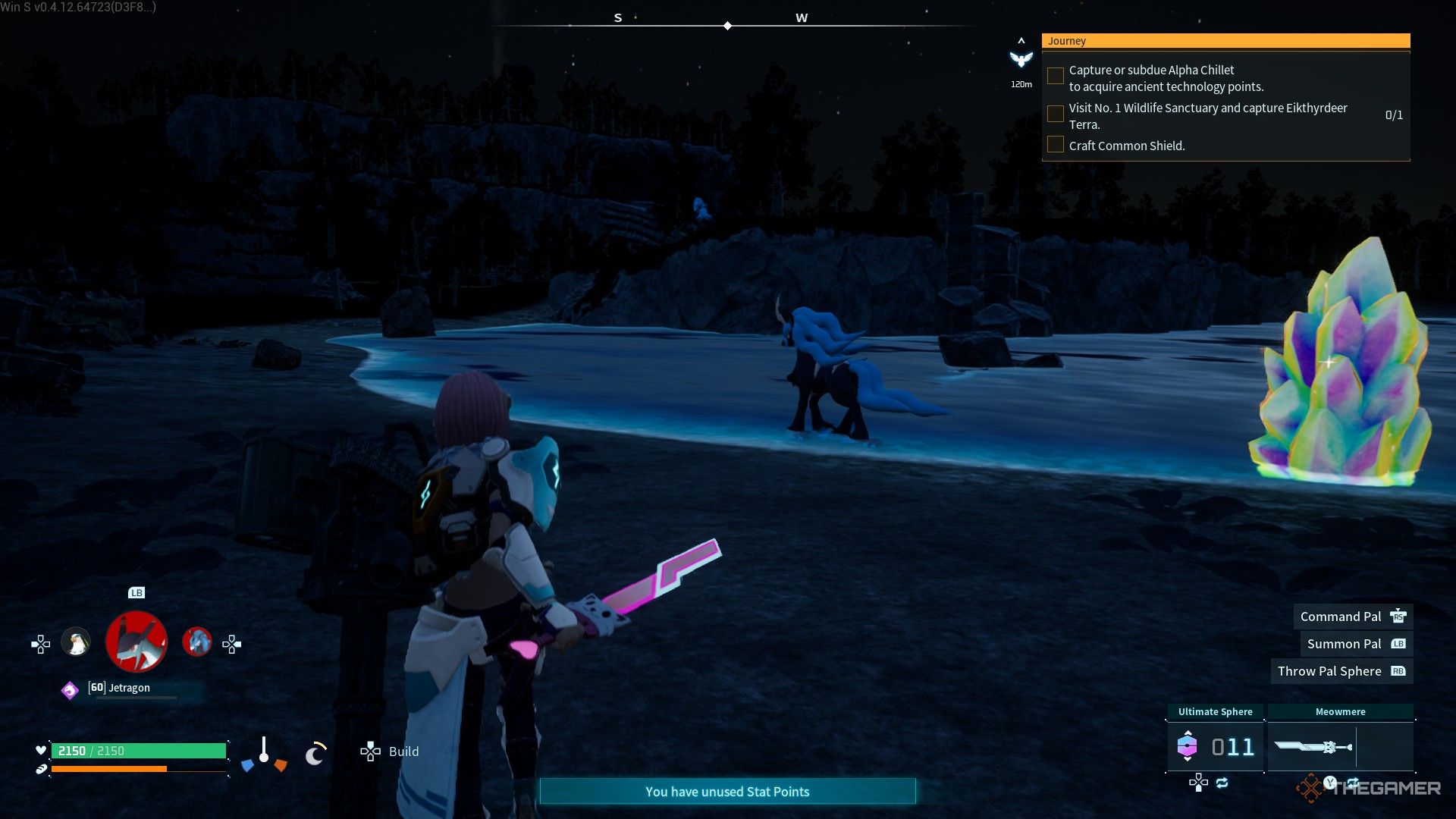 A Starryon being spotted in a forest in Palworld.