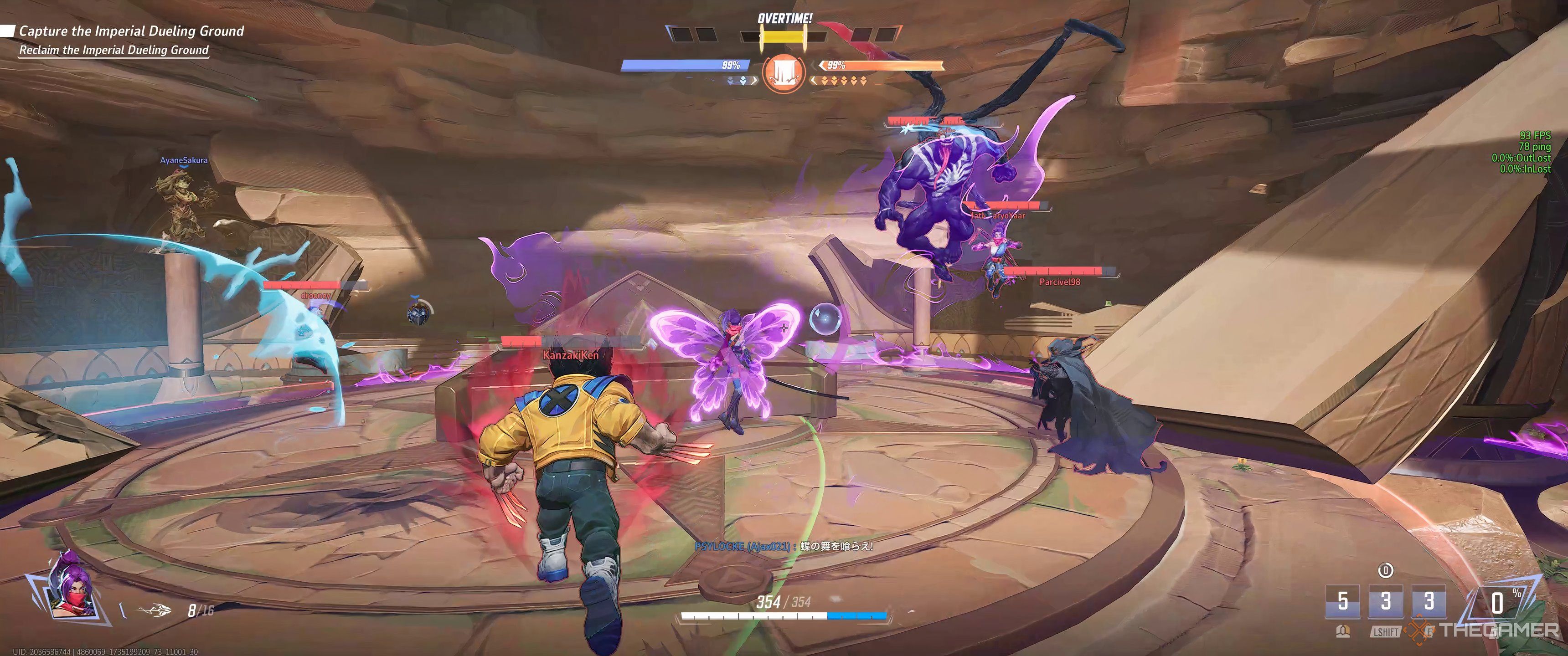 Psylocke using her ultimate skill against enemies.