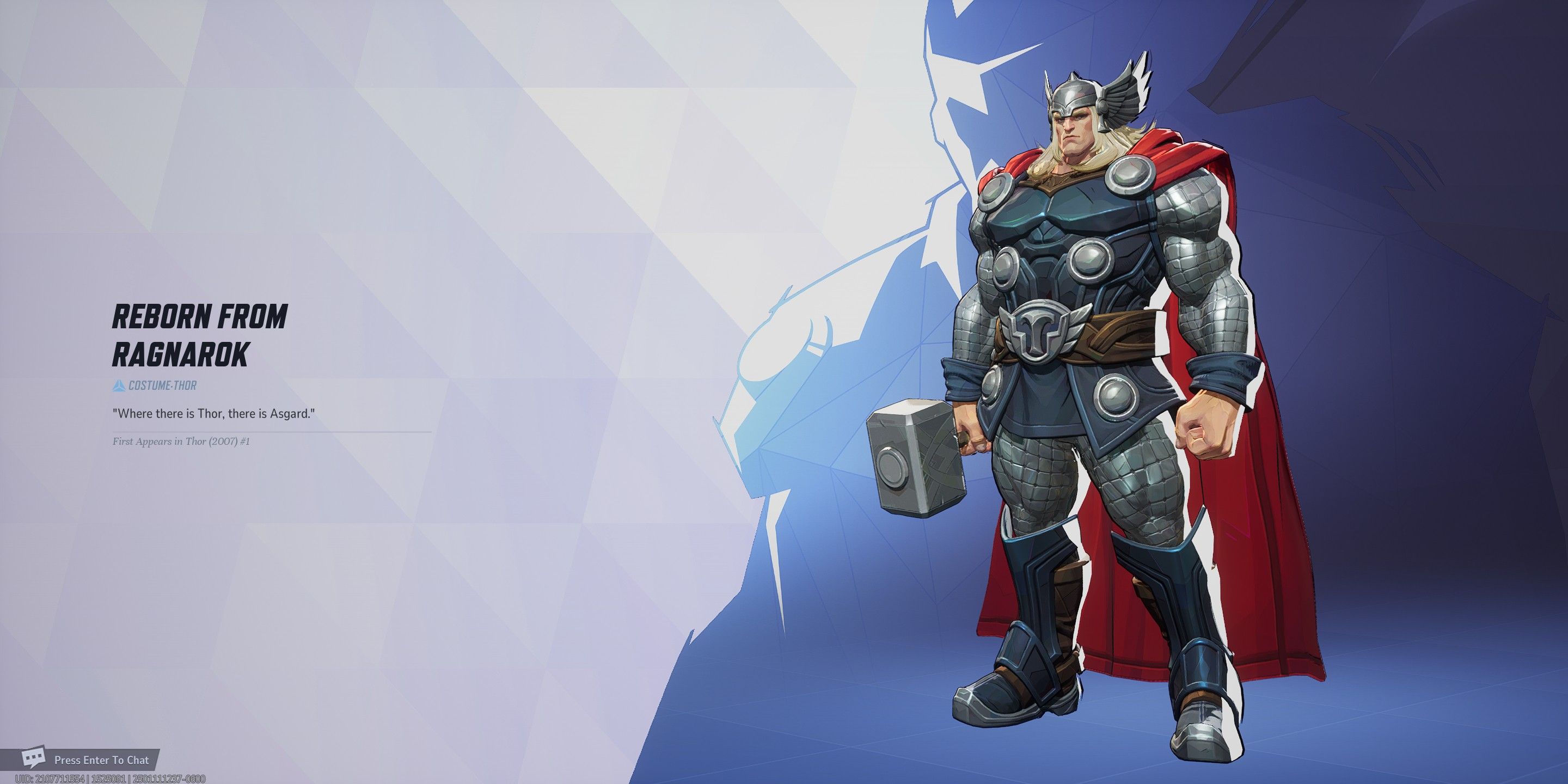 Reborn from Ragnarok Thor costume in Marvel Rivals