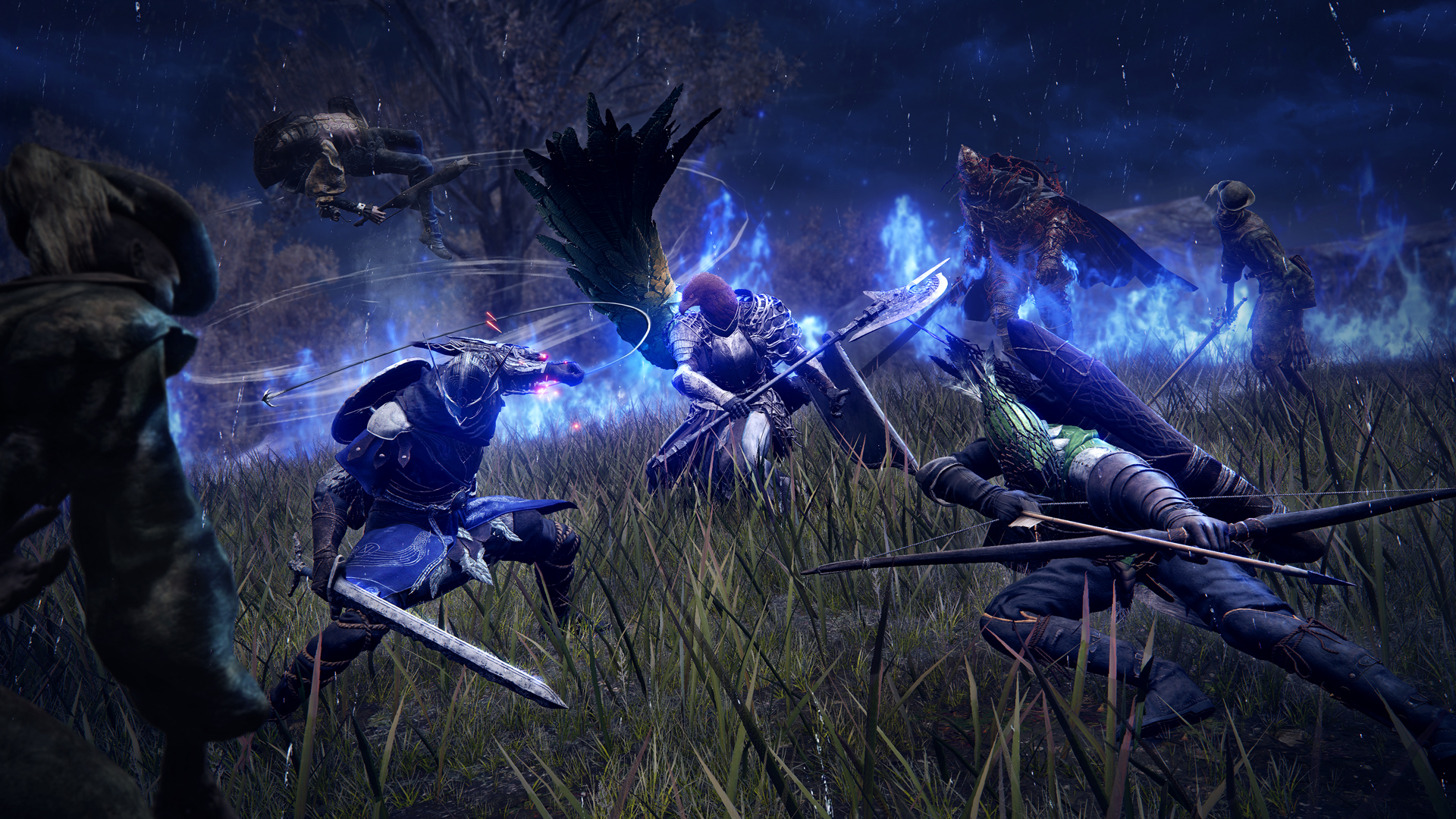Elden Ring Nightreign action screenshot with spells and skeletal allies