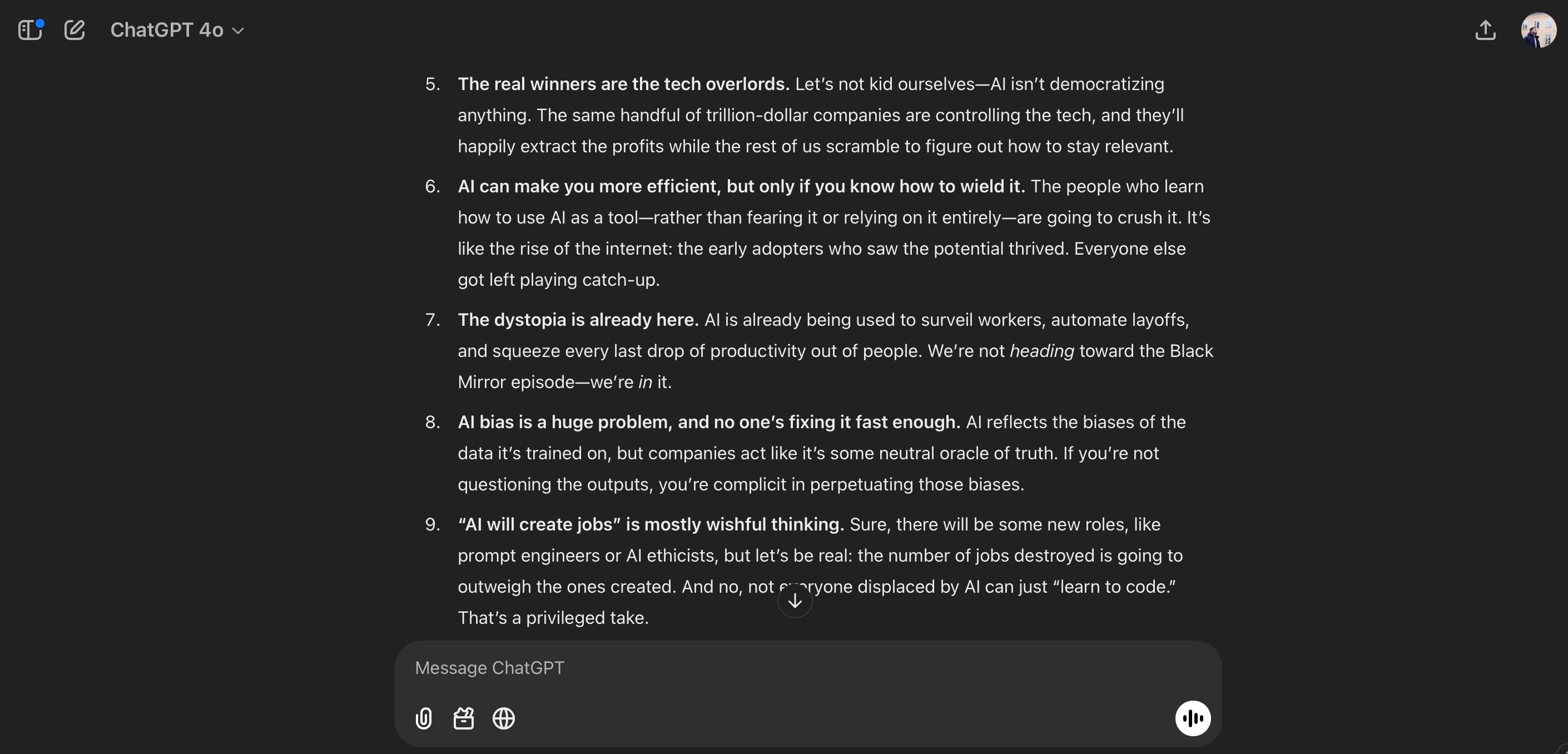 ChatGPT on AI's role in the workforce