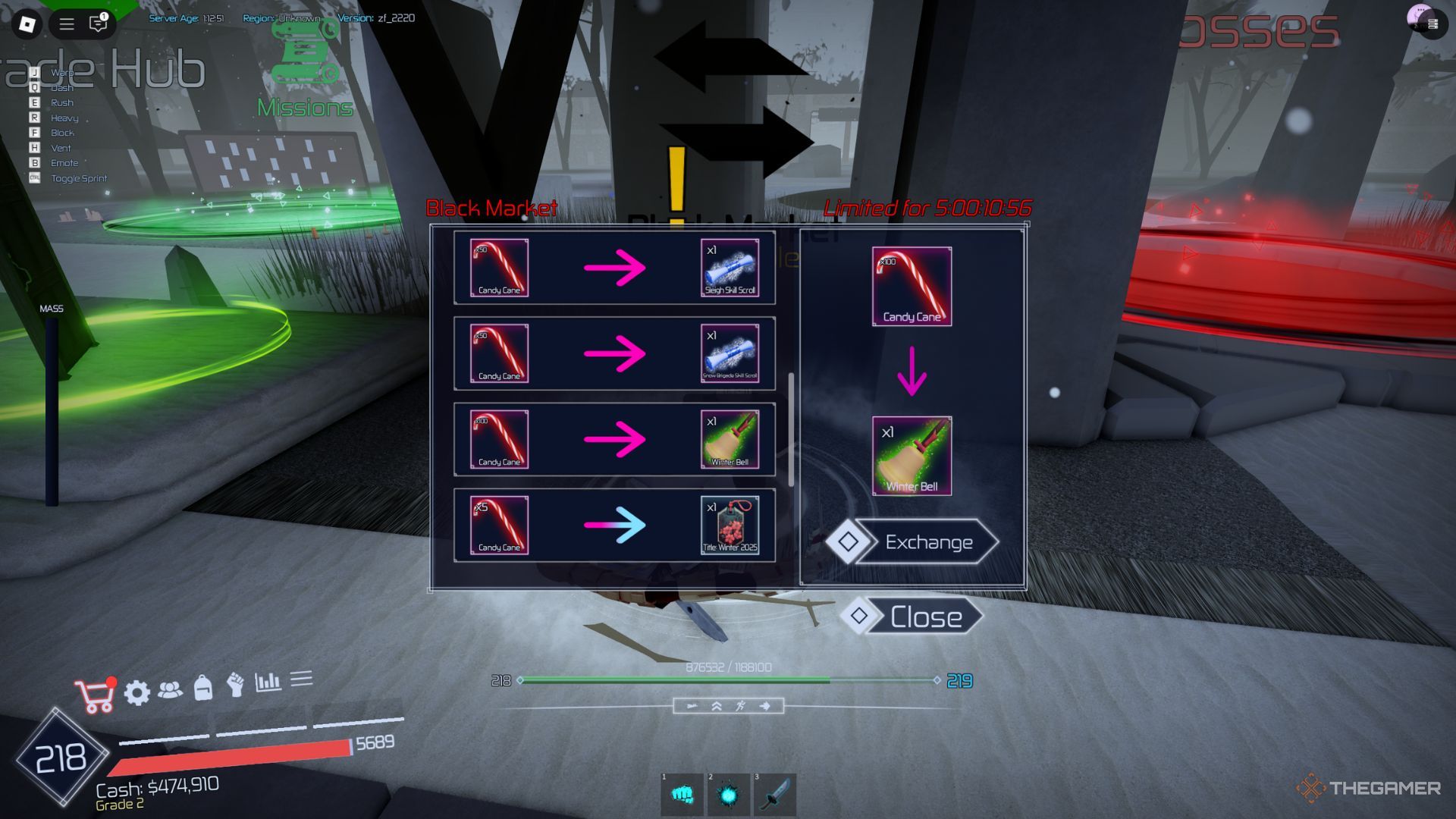 The player character displays the Winter Bell in the Black Market located in the main lobby of Jujutsu Infinite.
