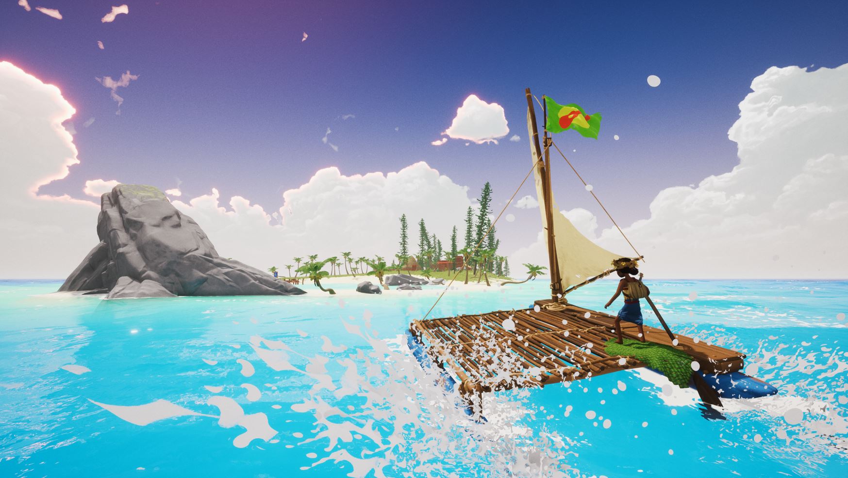 The player sails to a far-off island in Tchia.