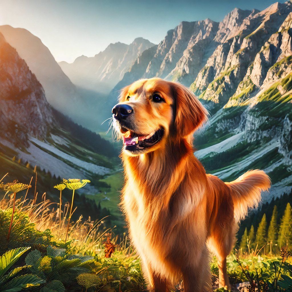 An image of a dog in the mountains generated with DALL-E
