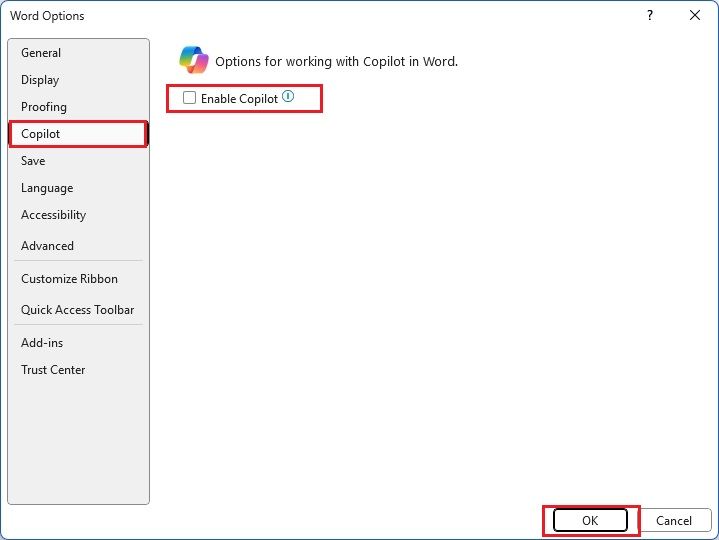 Get rid of Copilot in Word