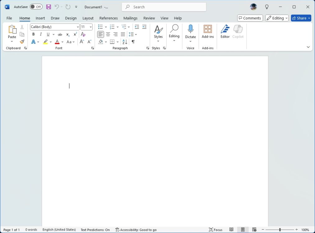 Copilot disabled in Microsoft Word