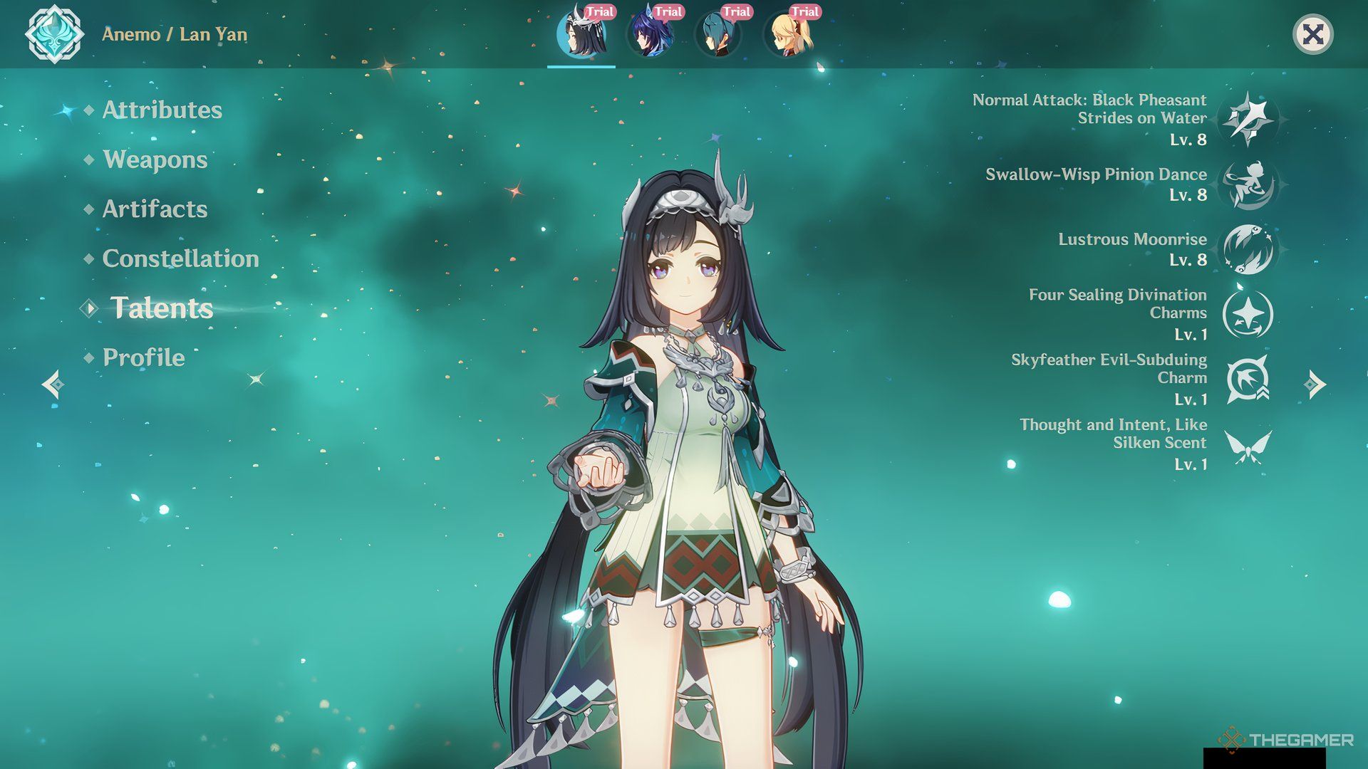 Lan Yan Talent overview in Genshin Impact.