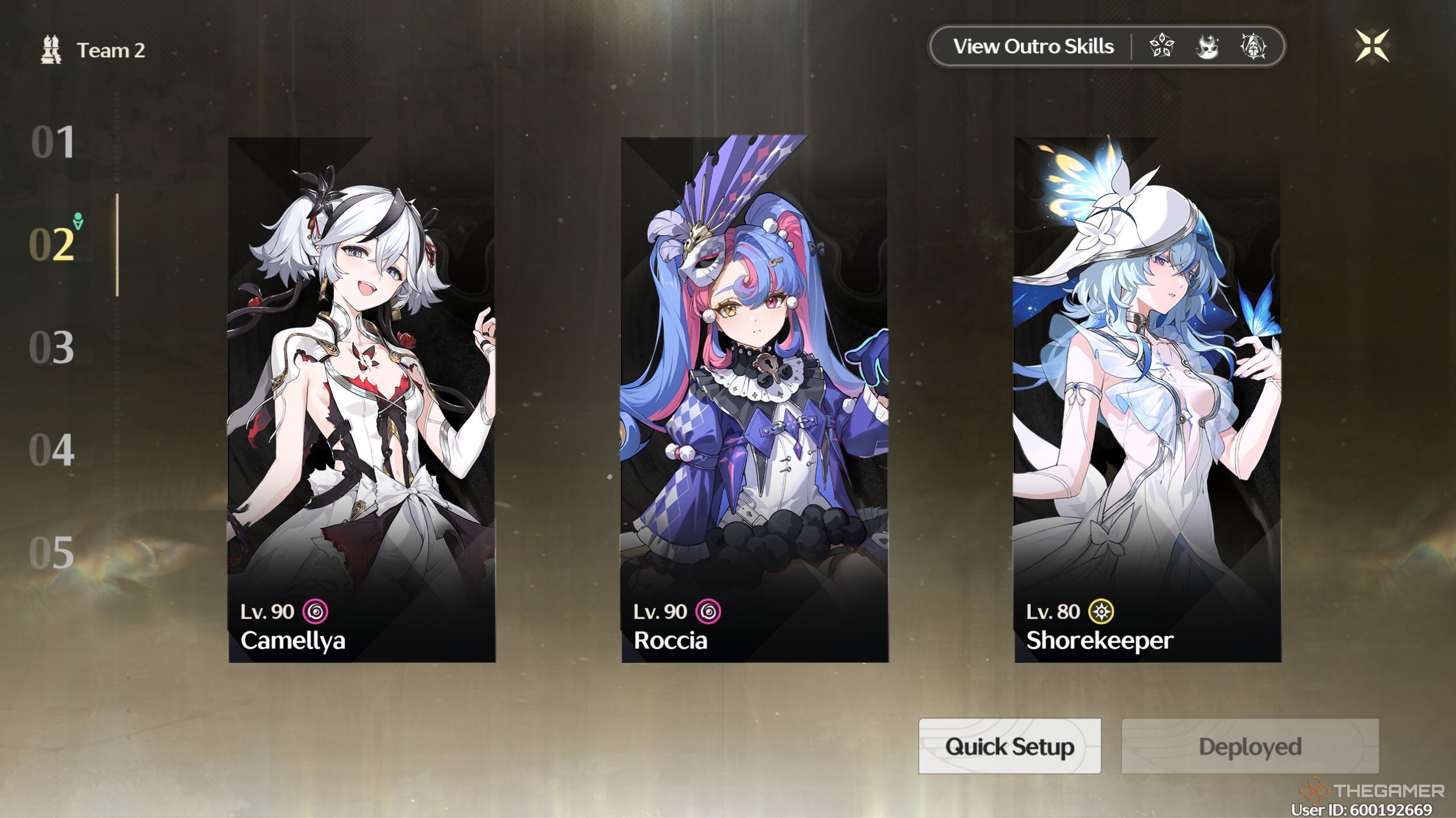 Wuthering Waves Roccia team screen.