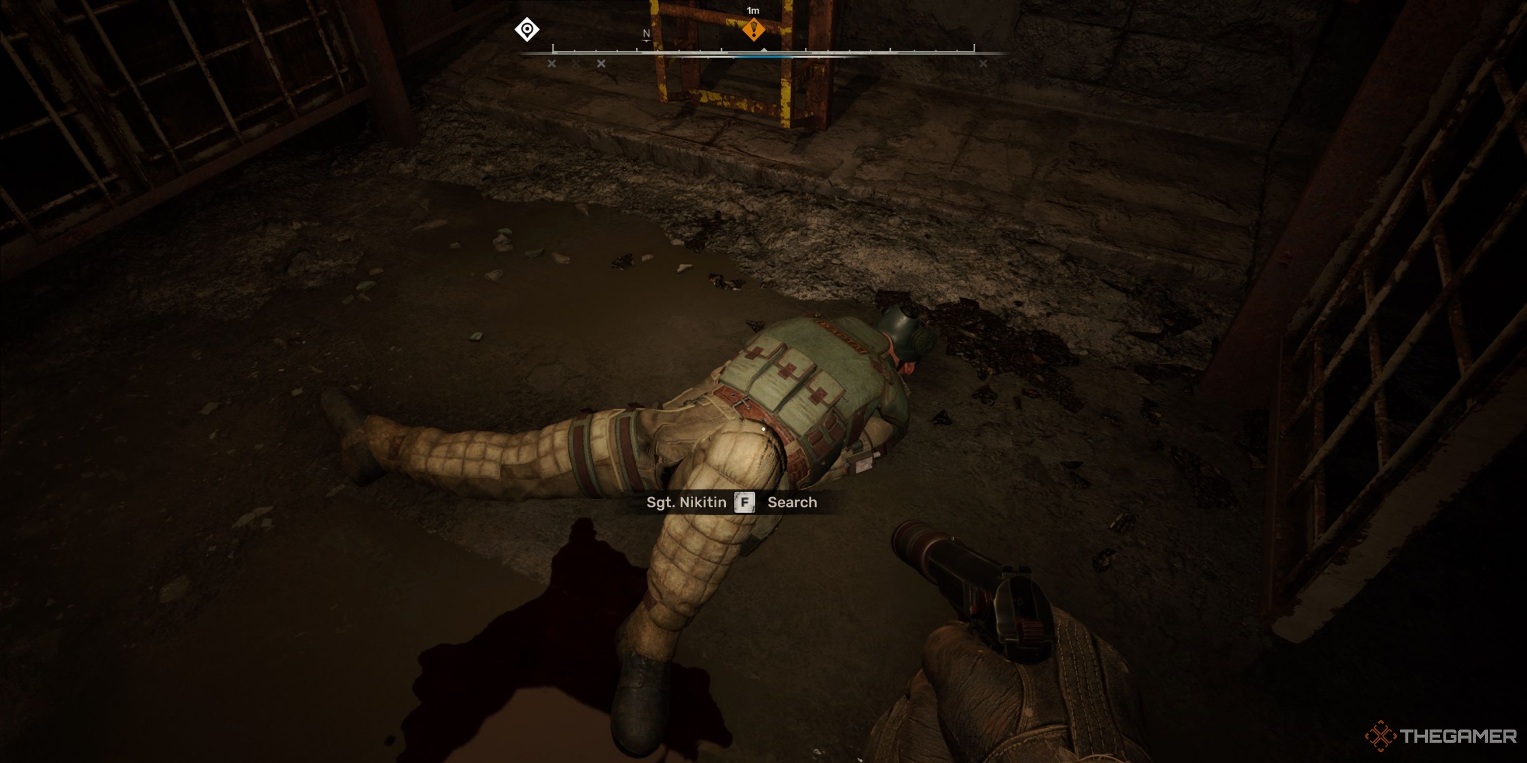 Skif stands by a dead soldier with the Ward key.